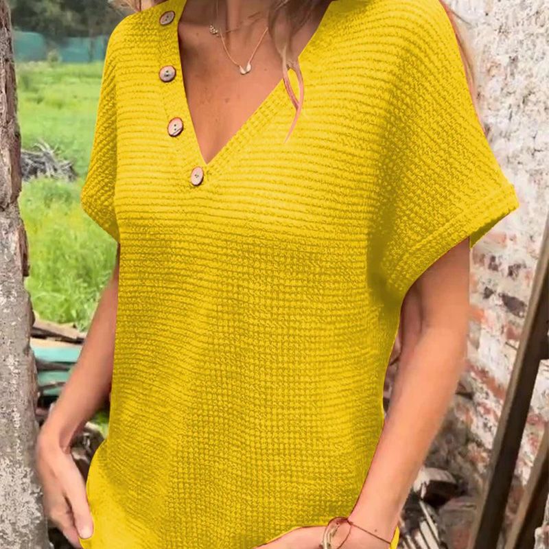 Lindse | Blusa Texturizada de Manga Corta con Escote V