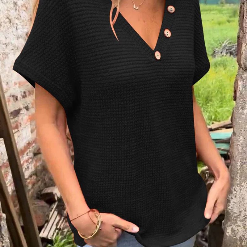 Lindse | Blusa Texturizada de Manga Corta con Escote V