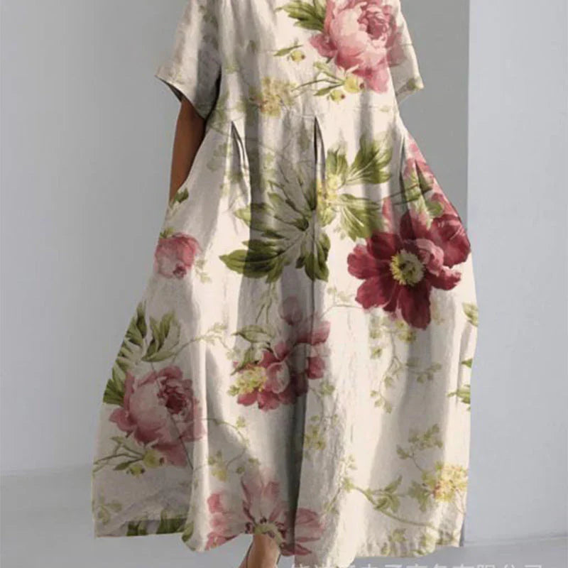 Jitske - Vestido midi con Estampado Floral y Cierre de Botones