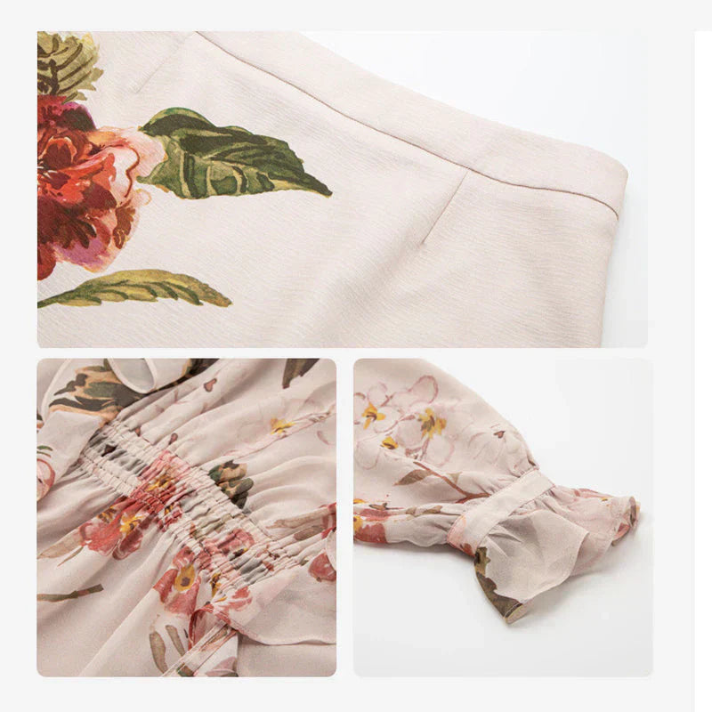Jitske - Vestido midi con Estampado Floral y Cierre de Botones