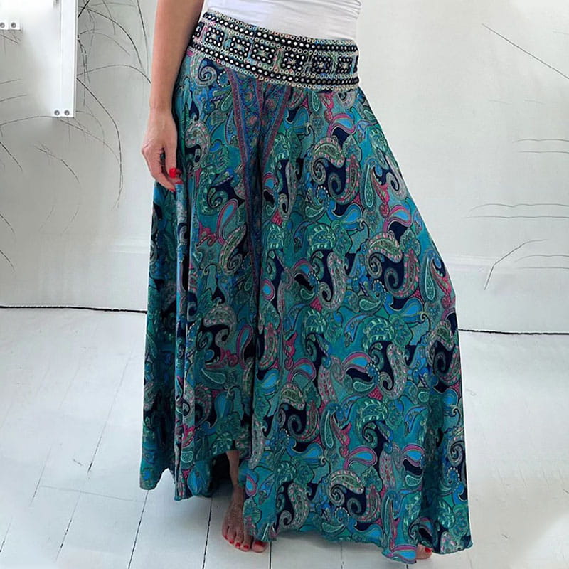 Pamila | Pantalones Palazzo De Pierna Ancha Con Estampado De Cachemira