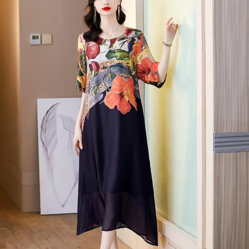 Debby | Vestido Recto midi con Estampado Floral
