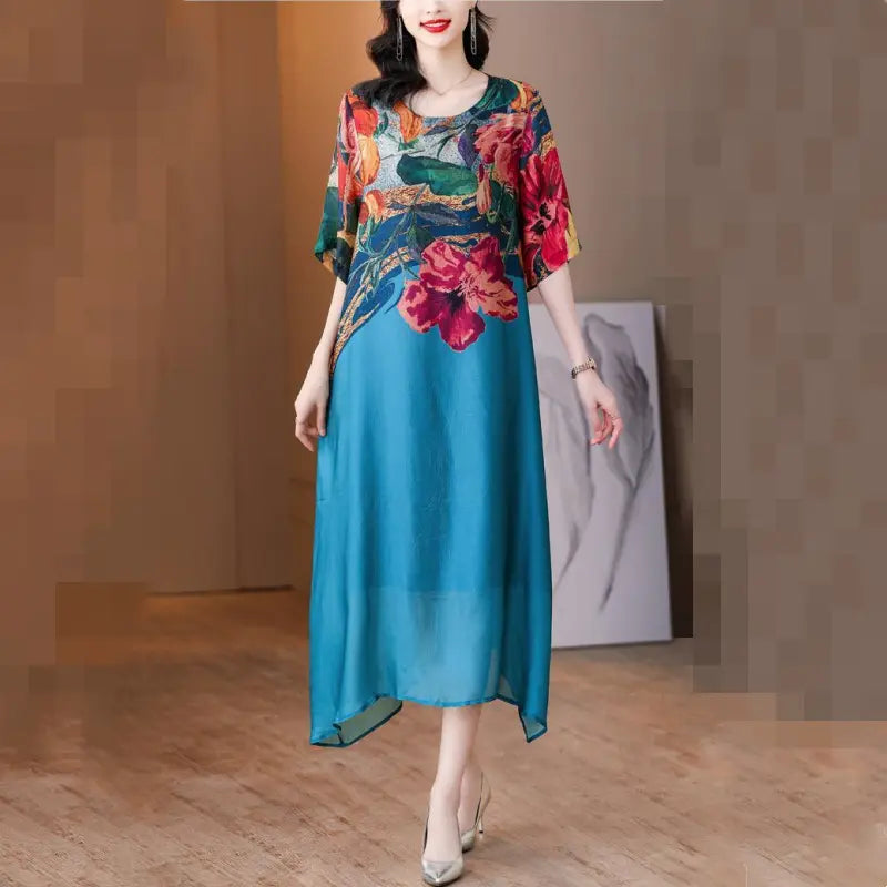 Debby | Vestido Recto midi con Estampado Floral