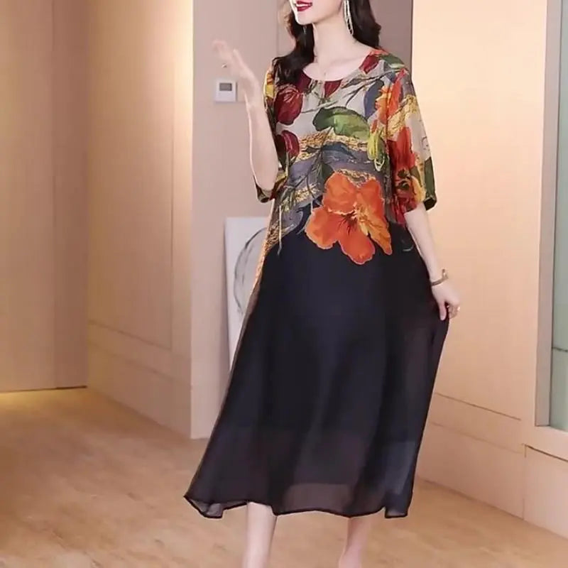 Debby | Vestido Recto midi con Estampado Floral