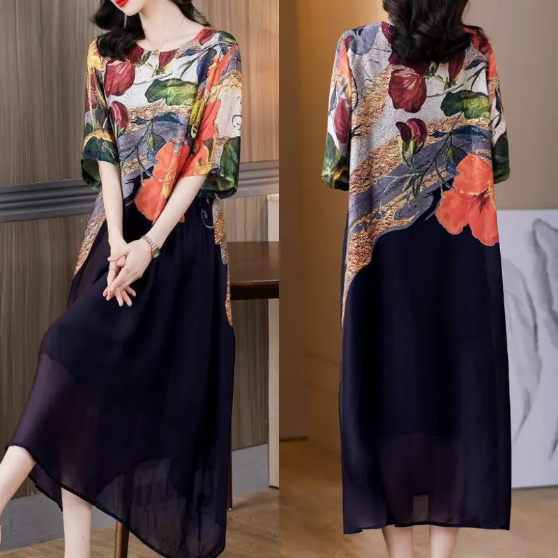 Debby | Vestido Recto midi con Estampado Floral