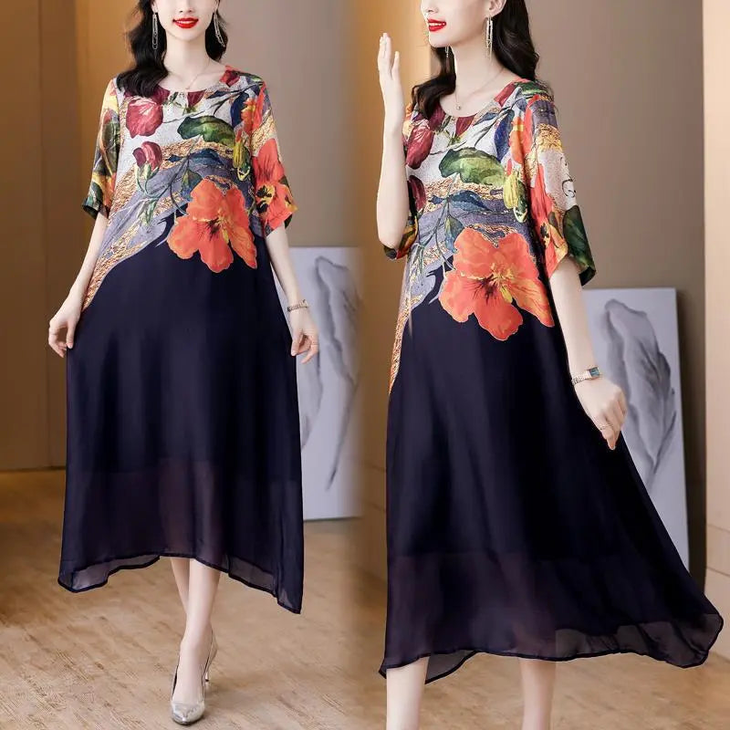 Debby | Vestido Recto midi con Estampado Floral