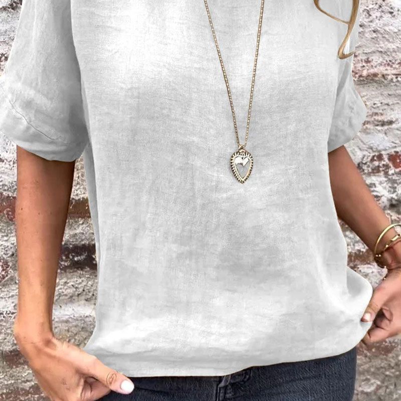 Joline - Blusa Holgada de Cuello Redondo y Manga Corta