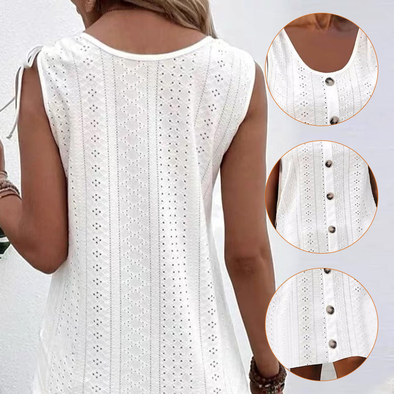 Dinya - Vestido de Verano Sin Mangas Con Corte en A y Botones en la Parte Delantera