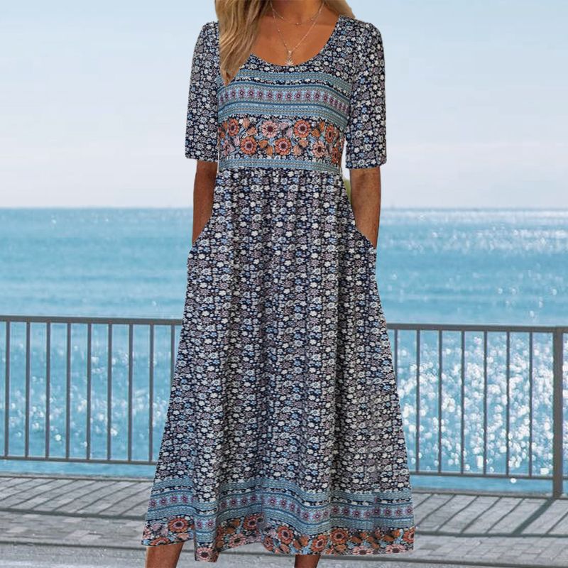 Dinara - Vestido Elegante Con Estampado Boho