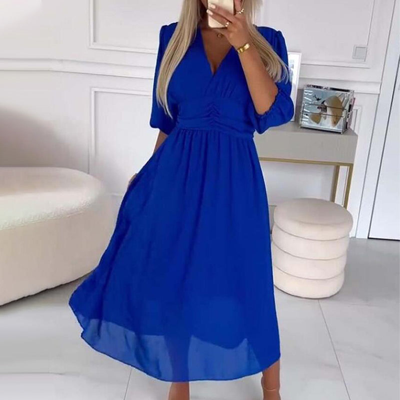 Svana | Vestido Midi Chifón Escote V