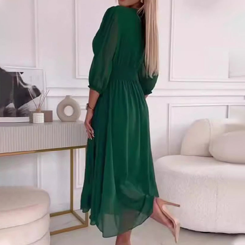Svana | Vestido Midi Chifón Escote V
