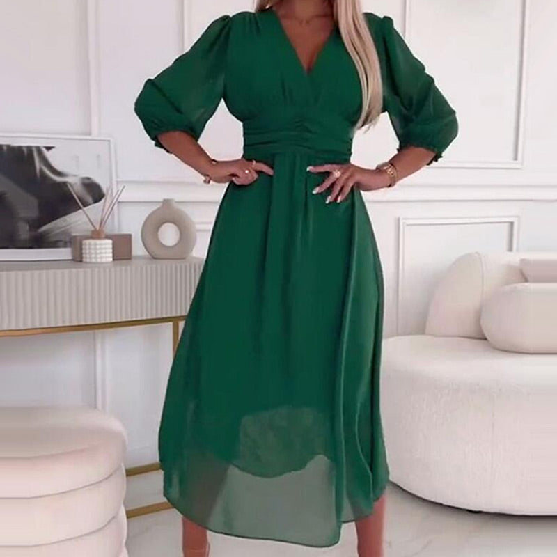 Svana | Vestido Midi Chifón Escote V