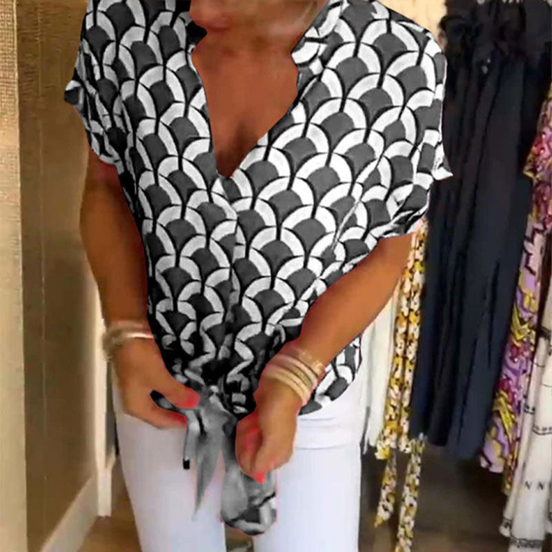 Naskia | Blusa De Manga Corta Con Estampado Geométrico