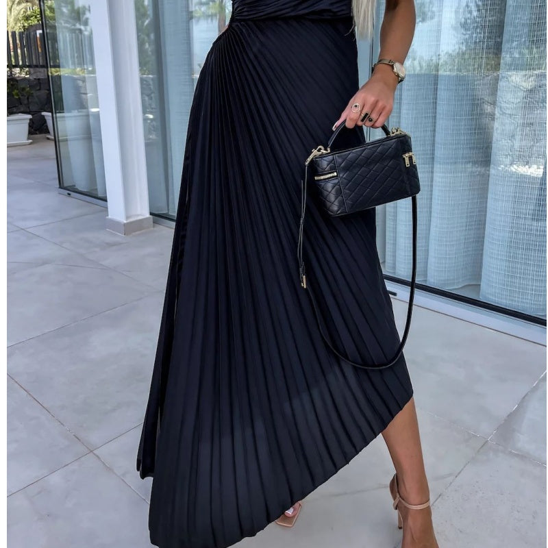 Breena | Vestido Maxi Plisado de Un Hombro