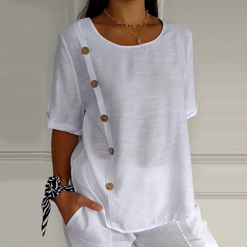 Velma | Blusa de manga corta con botones laterales