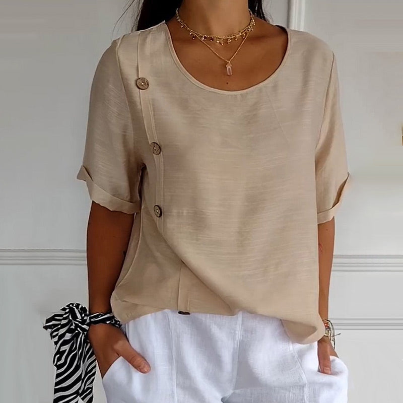 Velma | Blusa de manga corta con botones laterales