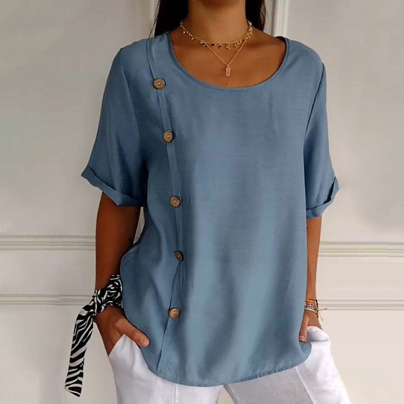 Velma | Blusa de manga corta con botones laterales