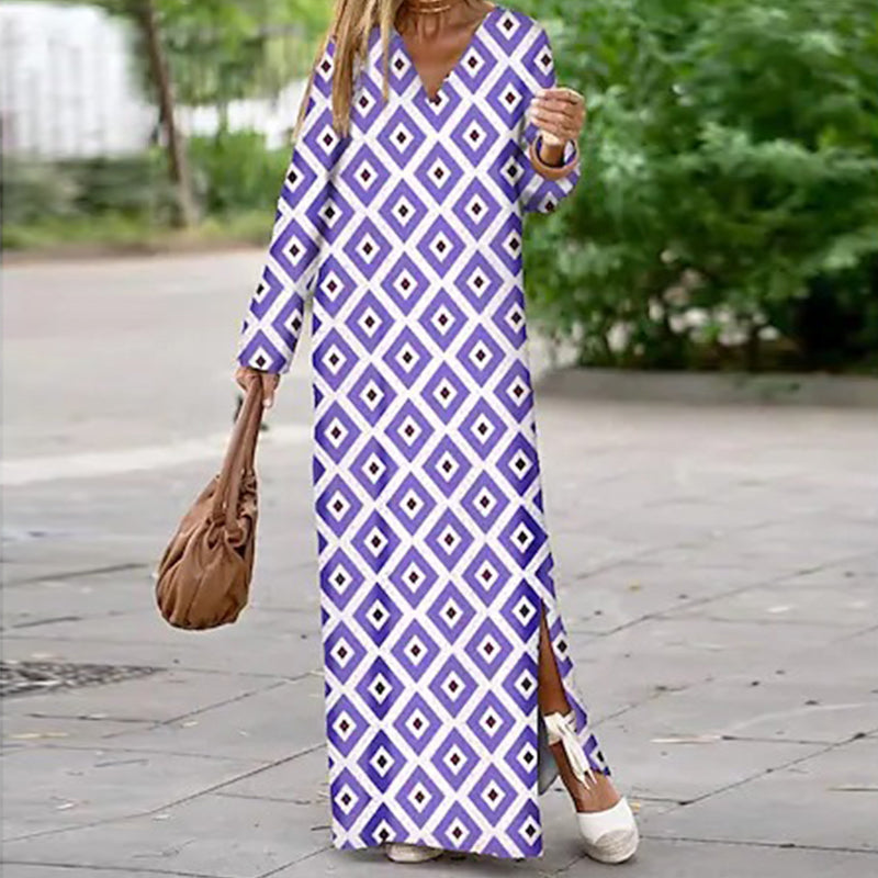Henar | Vestido Largo Con Escote V Estampado