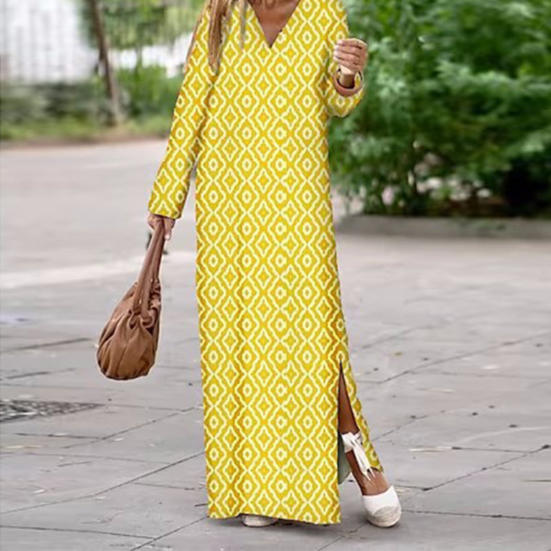 Henar | Vestido Largo Con Escote V Estampado