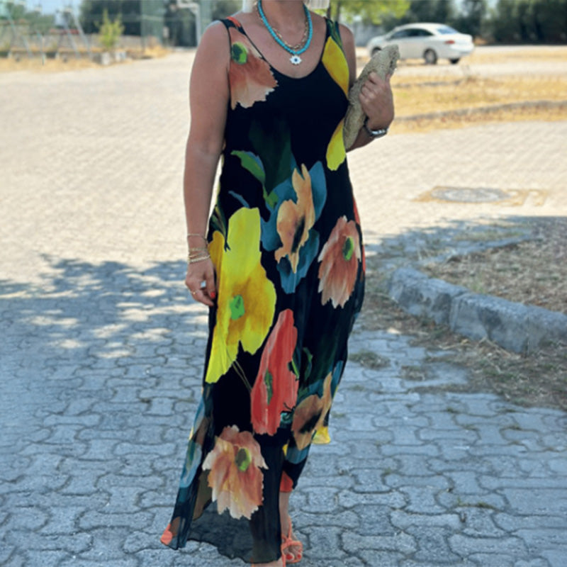 Marjo | Vestido Maxi Floral Sin Mangas Estampado