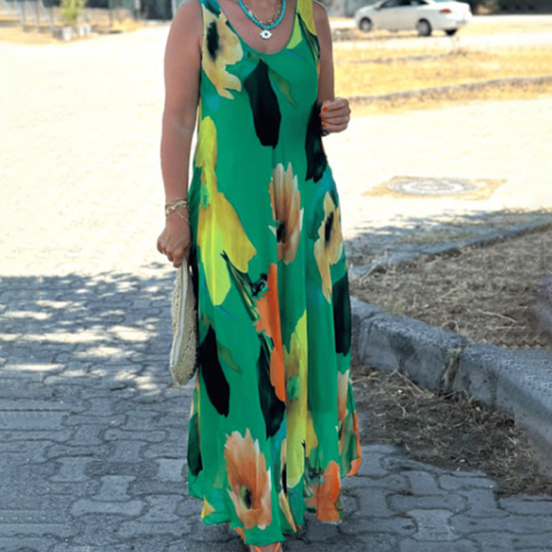 Marjo | Vestido Maxi Floral Sin Mangas Estampado