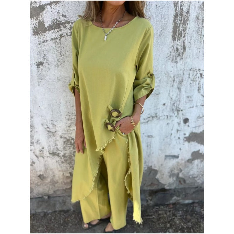 Tilda | Conjunto de Pantalón ancho de corte Holgado y Asimétrico