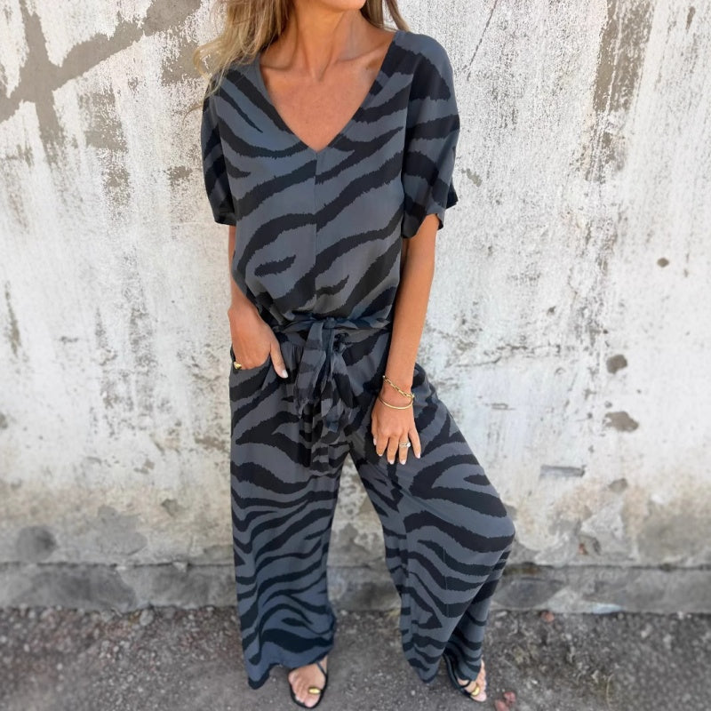 Gilberta | Conjunto Dos Piezas Estampado Cebra Cuello V