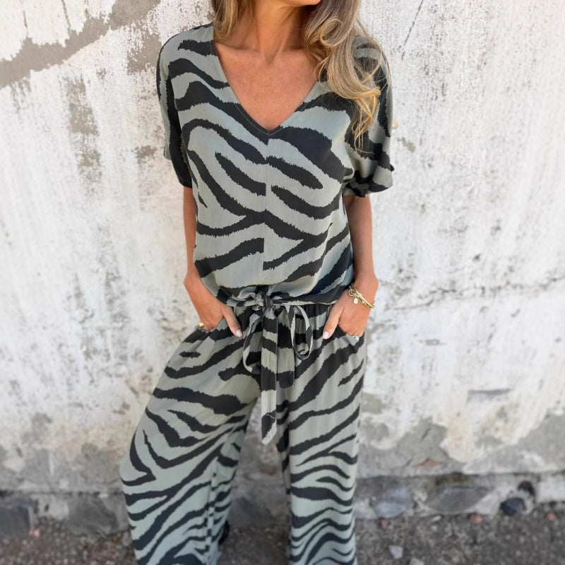 Gilberta | Conjunto Dos Piezas Estampado Cebra Cuello V