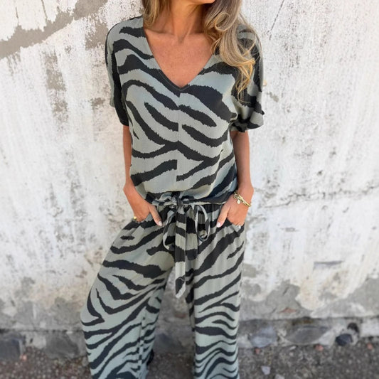 Gilberta | Conjunto Dos Piezas Estampado Cebra Cuello V