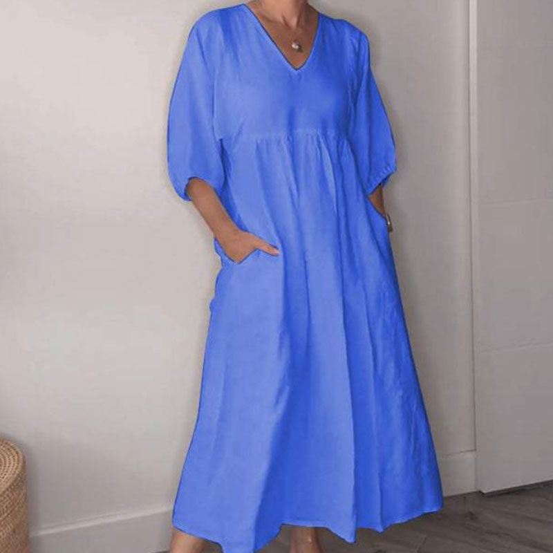 Shantel | Vestido Midi Con Cuello en V Y Bolsillos