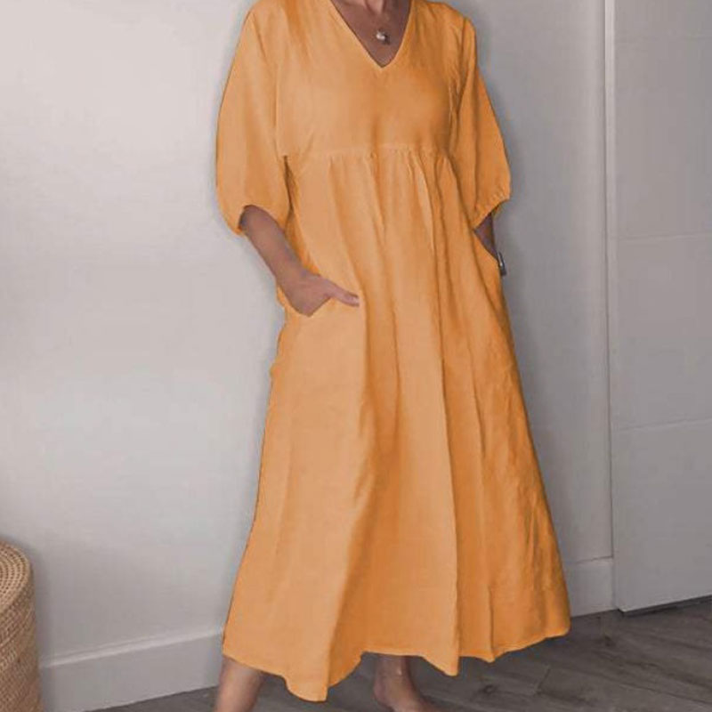 Shantel | Vestido Midi Con Cuello en V Y Bolsillos