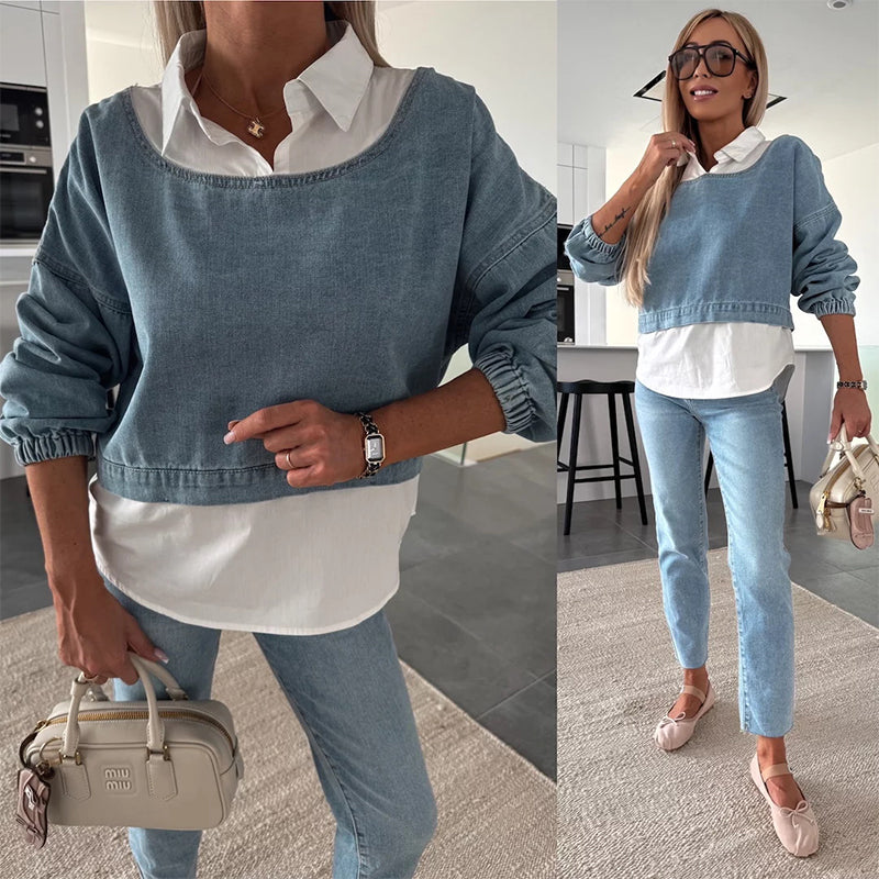 Nadira | Conjunto Vaquero de Manga Larga y Pantalón