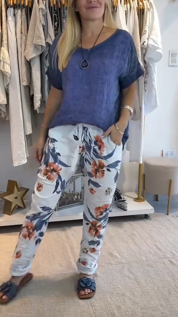 Edurne |  Conjunto de Pantalones de Estar por Casa con Estampado Floral