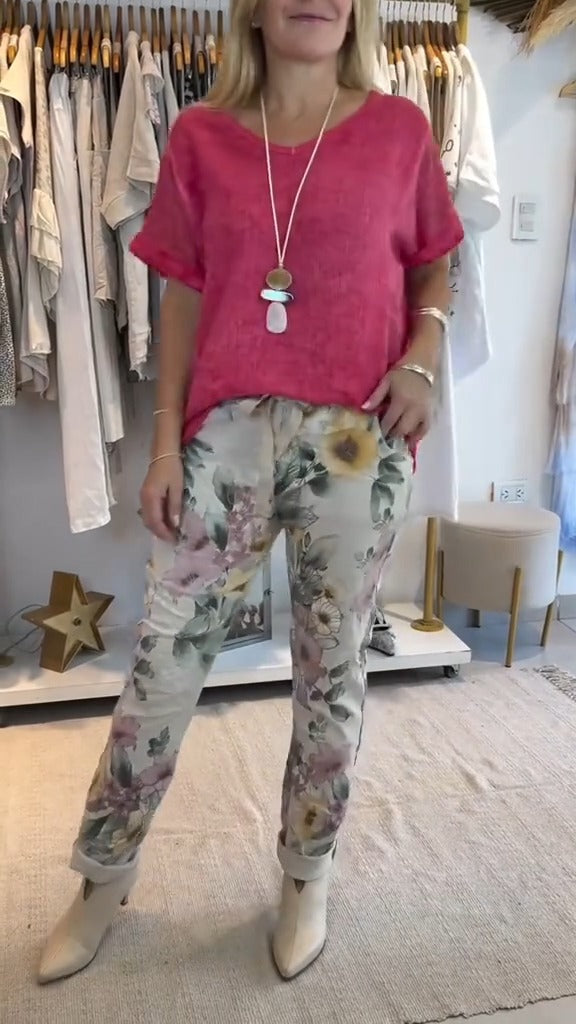 Edurne |  Conjunto de Pantalones de Estar por Casa con Estampado Floral