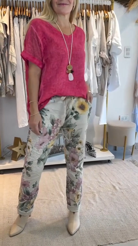 Edurne |  Conjunto de Pantalones de Estar por Casa con Estampado Floral