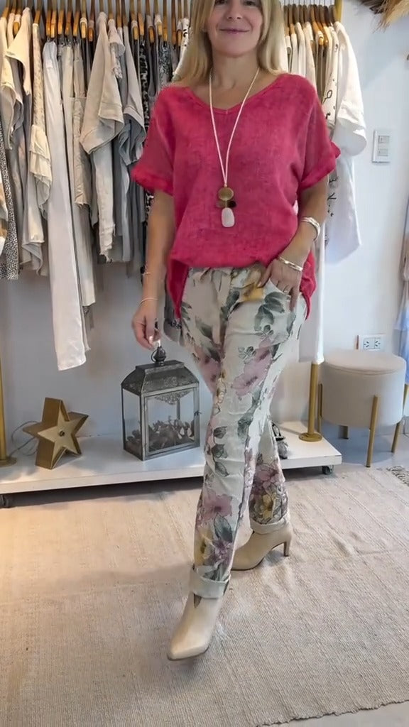 Edurne |  Conjunto de Pantalones de Estar por Casa con Estampado Floral