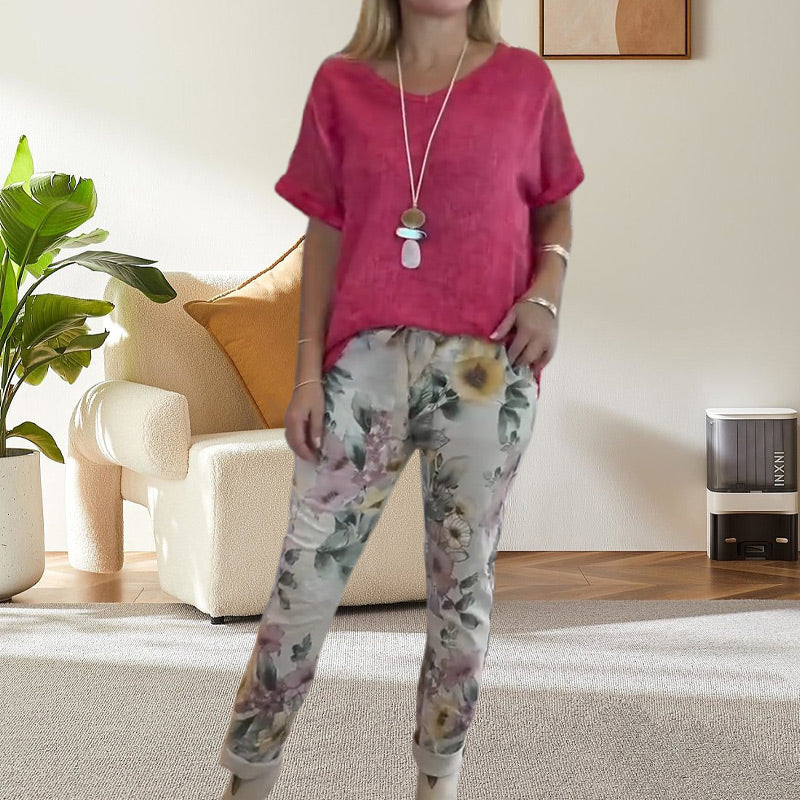 Edurne |  Conjunto de Pantalones de Estar por Casa con Estampado Floral