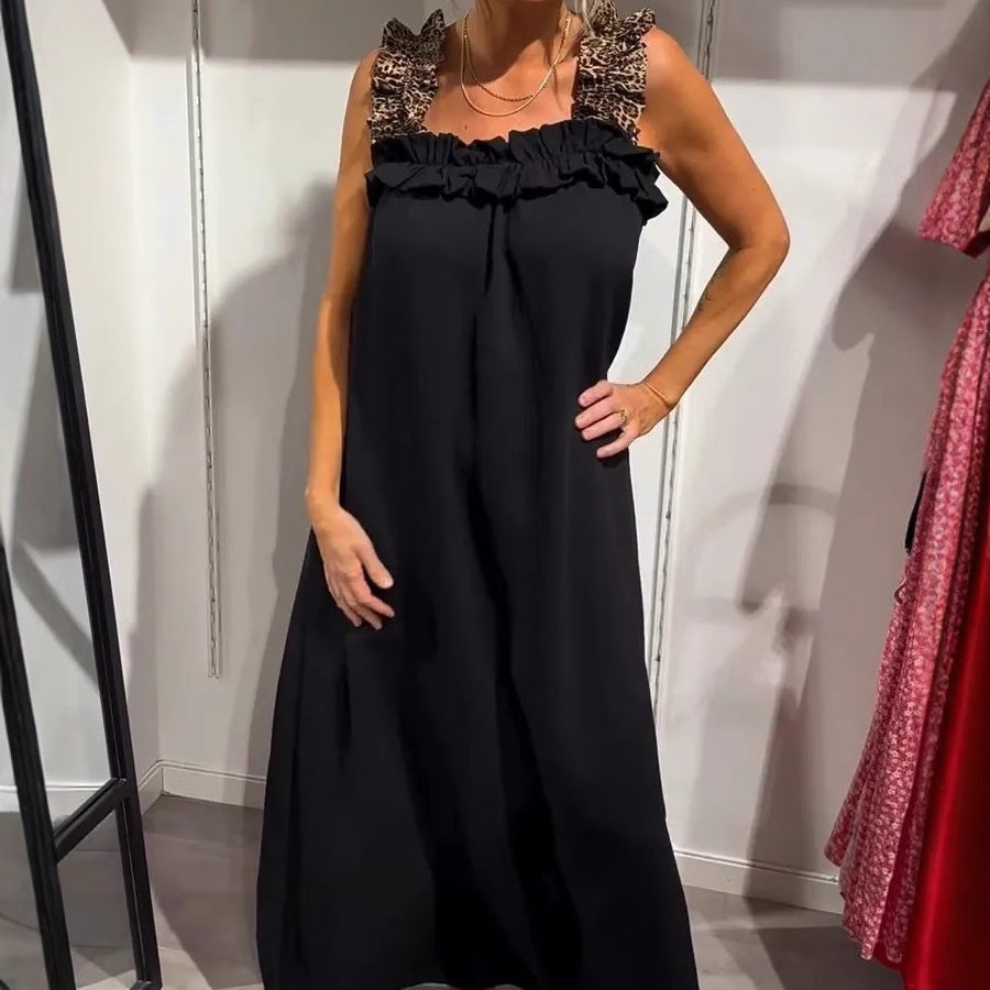Fiola | Vestido Largo Sin Mangas Con Cuello de Volantes y Bolsillos