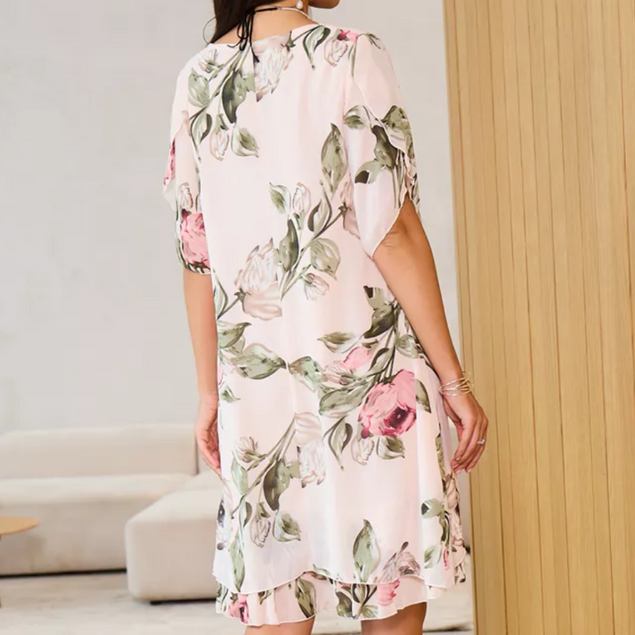 Merita | Vestido Floral De Gasa Manga Corta