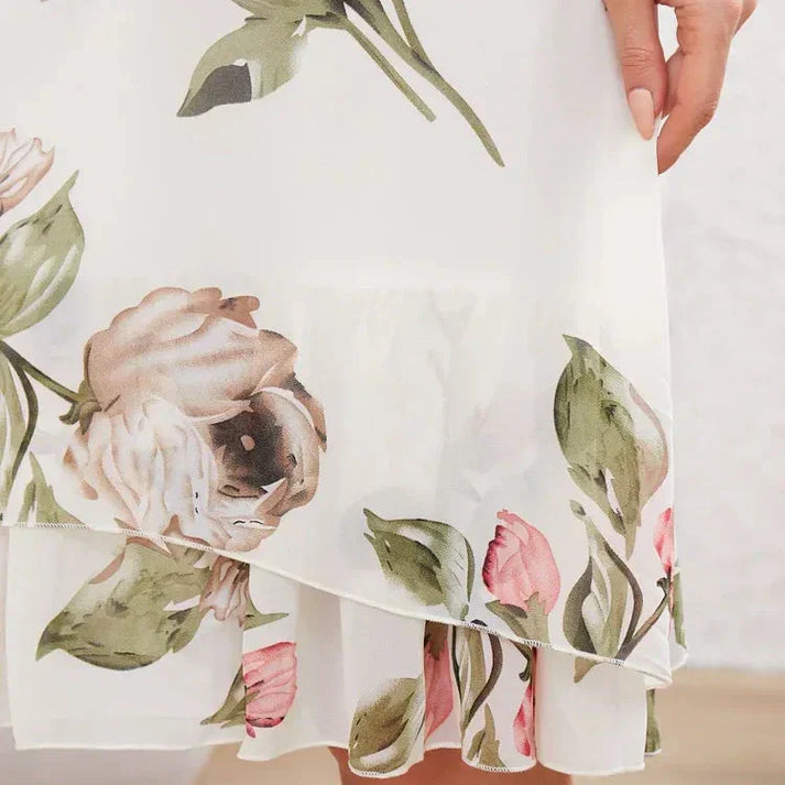 Merita | Vestido Floral De Gasa Manga Corta