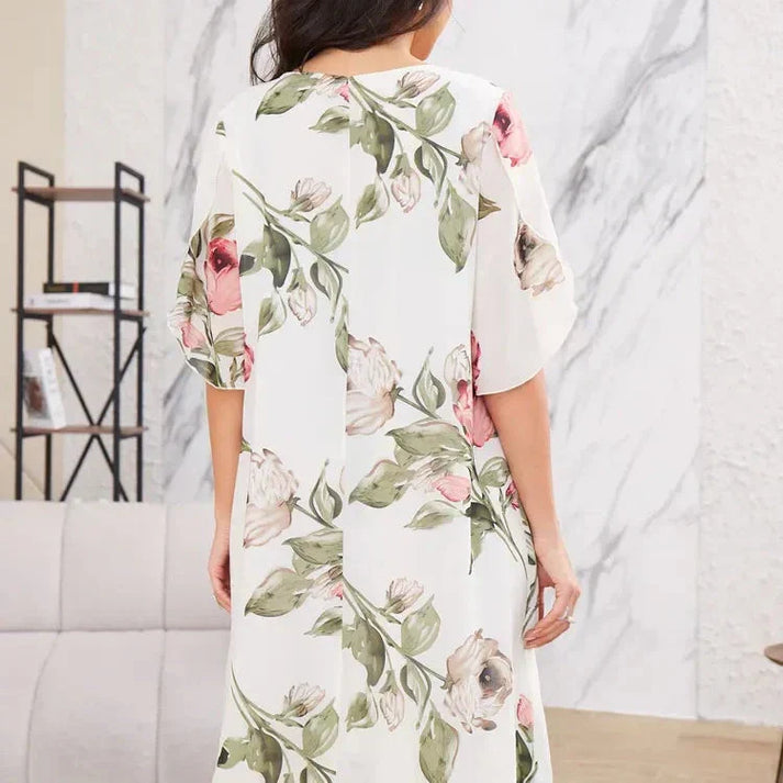 Merita | Vestido Floral De Gasa Manga Corta