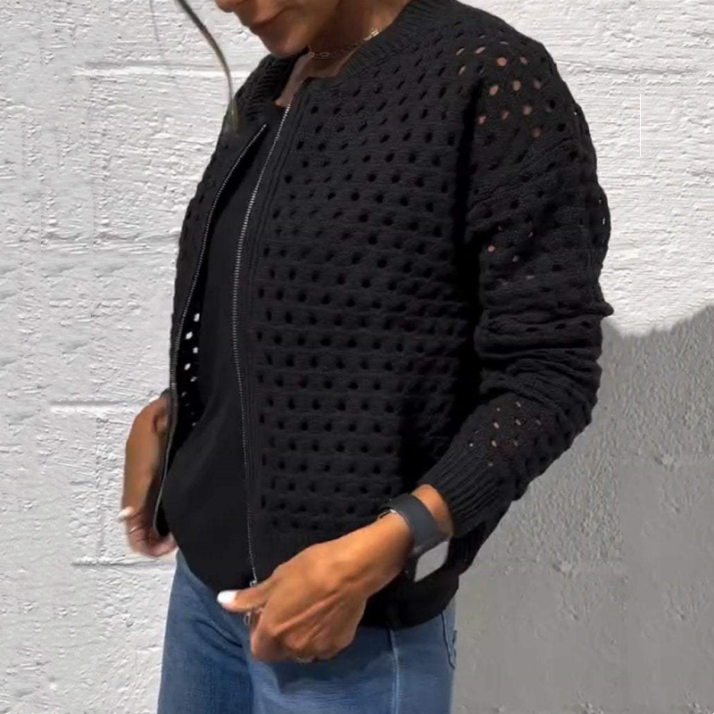 Kelsey | Chaqueta De Punto Calado Con Cremallera