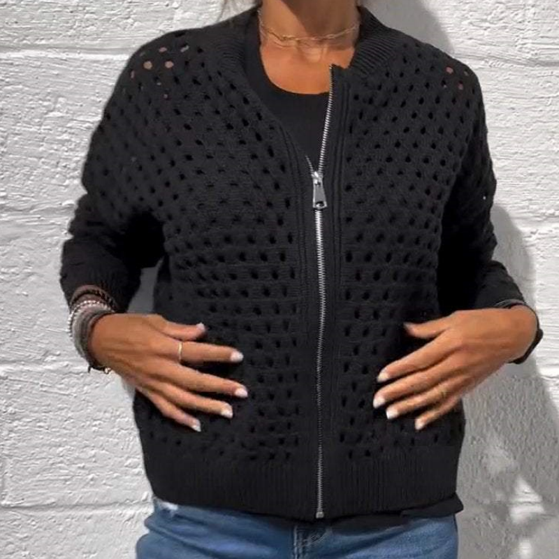 Kelsey | Chaqueta De Punto Calado Con Cremallera