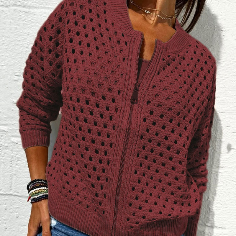 Kelsey | Chaqueta De Punto Calado Con Cremallera