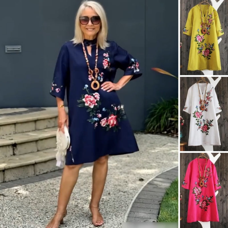 Russo | Vestido Floral Holgado Con Escote en V