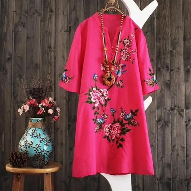 Russo | Vestido Floral Holgado Con Escote en V