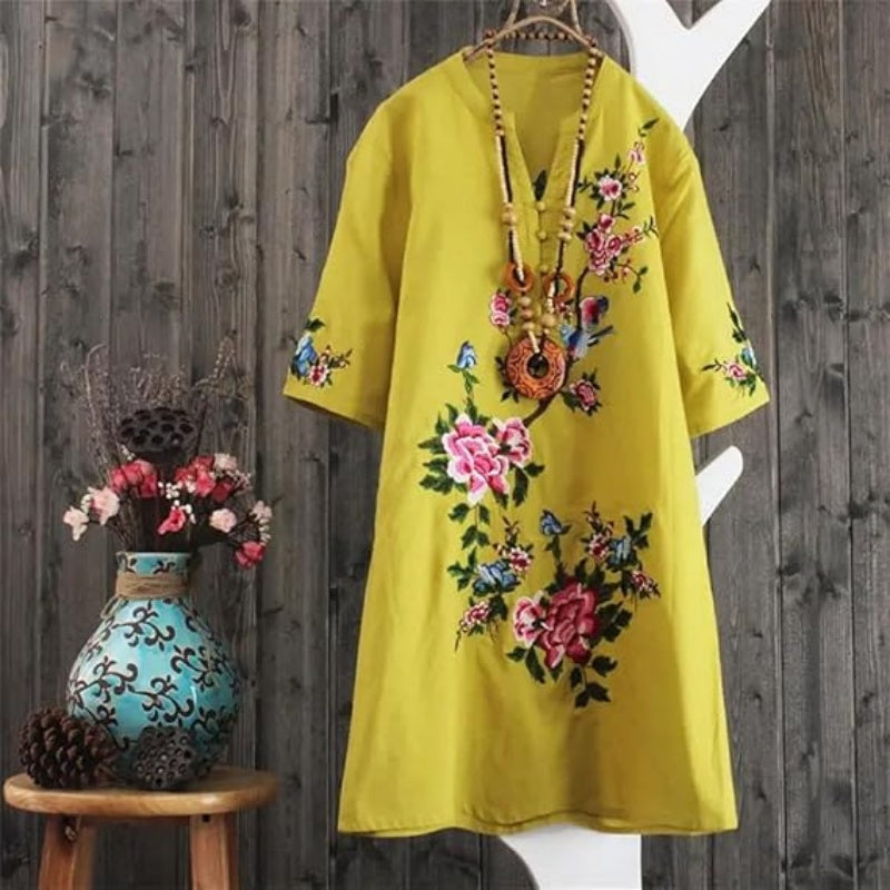Russo | Vestido Floral Holgado Con Escote en V