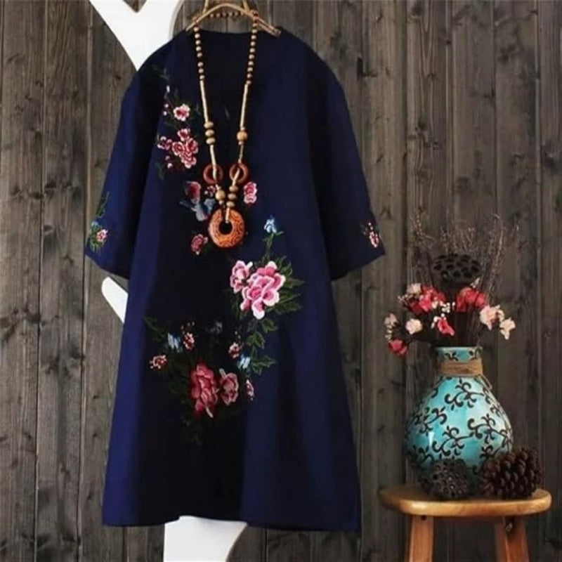 Russo | Vestido Floral Holgado Con Escote en V