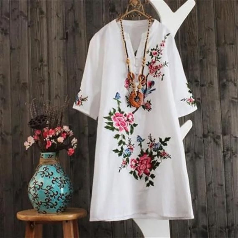 Russo | Vestido Floral Holgado Con Escote en V