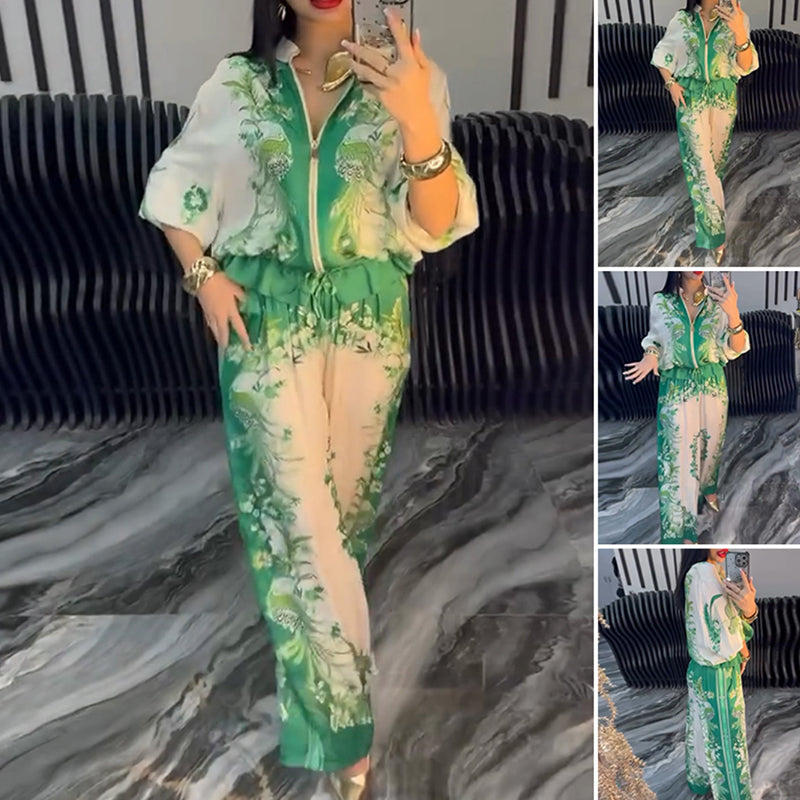 Sunmi | Conjunto De Dos Piezas Con Estampado Floral Y Cremallera Frontal